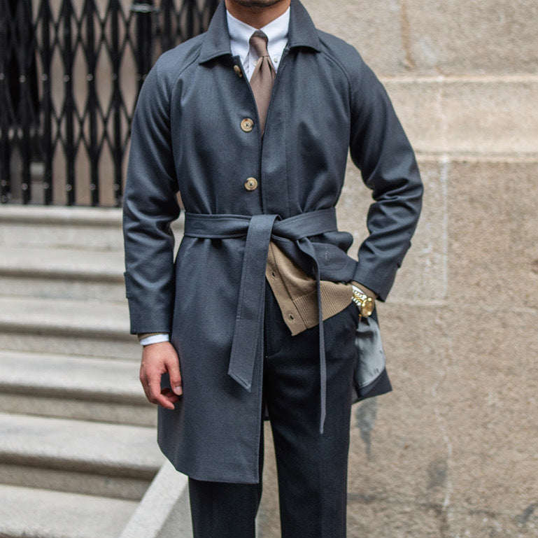 Warm Men’s Trench Coat - Single-Breasted Wool, Mid Thigh 3D Changing Face Moving Picture Frame - Tophatter Daily Deals