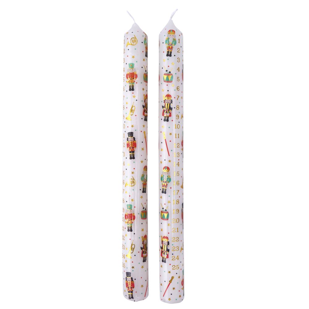Set of 2 The Nutcracker Advent Dinner Candles | Christmas Advent Candles - 25cm Advent Candle - Tophatter Daily Deals