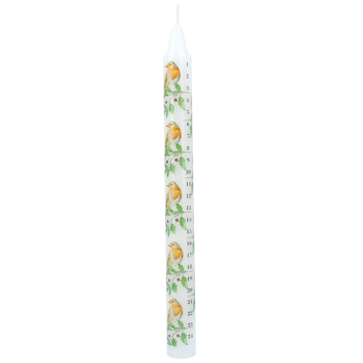 Robin & Holly Advent Countdown Candle | Numbered Christmas Candle Calendar 23cm Advent Candle - Tophatter Daily Deals