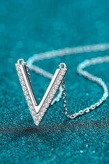 Adored Sterling Silver V Letter Pendant Necklace Necklaces - Tophatter Daily Deals