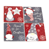 Set of 4 Fun Christmas Gonk Coasters | Square Ceramic Drinks Coasters - 10cm Coaster - Tophatter Daily Deals