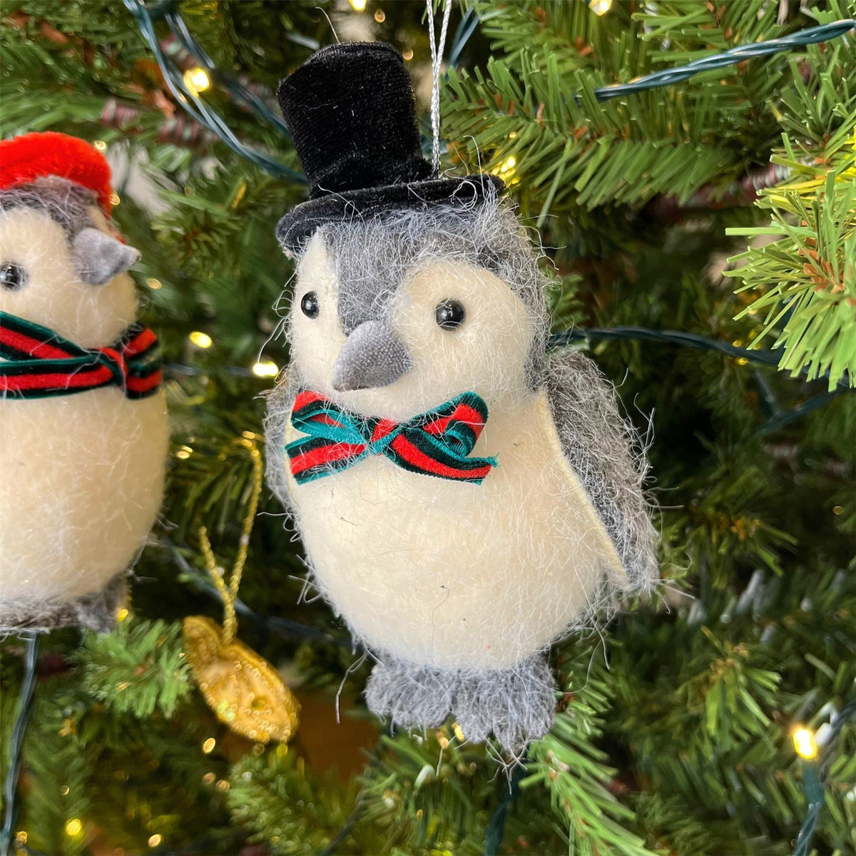 Penguin Christmas Bauble | Grey Wool Penguin Christmas Tree Ornament - 11cm Baubles - Tophatter Daily Deals
