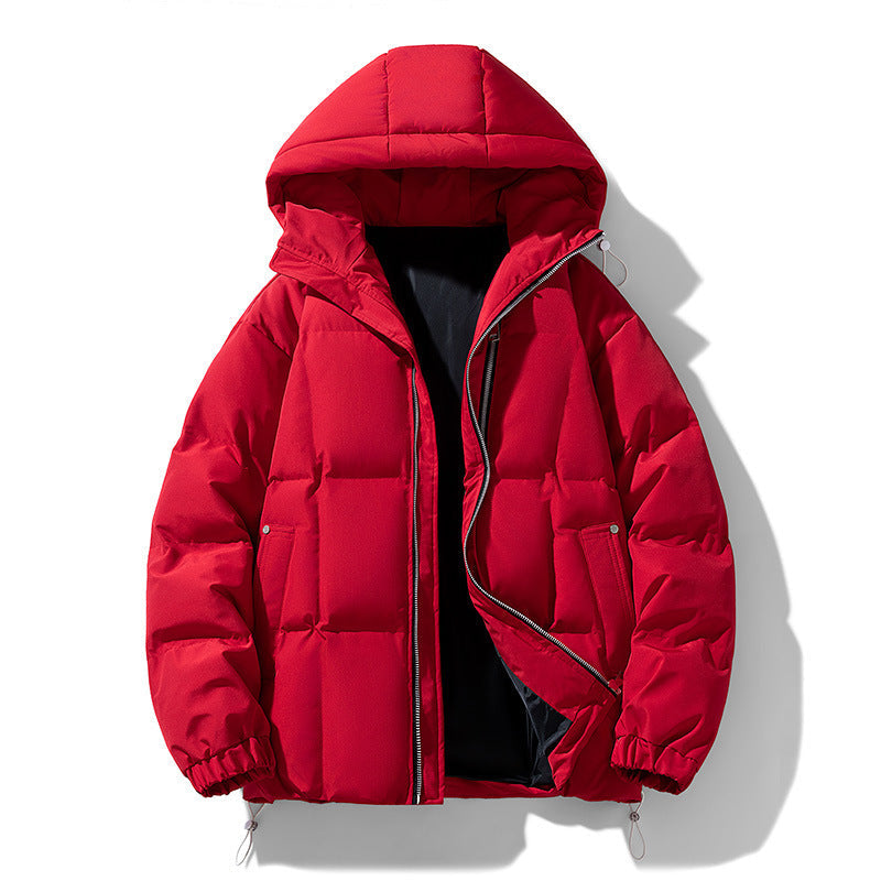 Warm Men's Puffer Coat - Boxy Quilted Hooded, Cotton Winter Red 3D Changing Face Moving Picture Frame - Tophatter Daily Deals