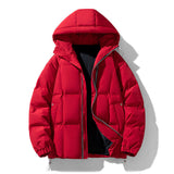 Warm Men's Puffer Coat - Boxy Quilted Hooded, Cotton Winter Red 3D Changing Face Moving Picture Frame - Tophatter Daily Deals