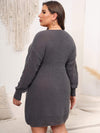 Plus Size Dropped Shoulder Long Sleeve Knit Mini Dress Casual Dresses - Tophatter Daily Deals