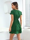 Tied V-Neck Tiered Mini Dress Casual Dresses - Tophatter Daily Deals