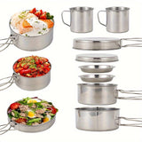 Camping Cookware Set Stainless Steel (8pcs) Camp Cooking - Tophatter Daily Deals