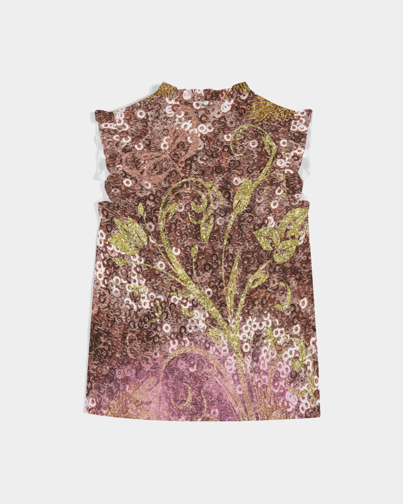 BEAUTIFUL PURPLE GITTER DESIGN CREATED BY FLIPSTYLEZ Women's All-Over Print Ruffle Sleeve Top All-Over Print Tees & Tops - Tophatter Daily Deals