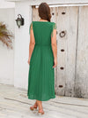 Pleated V-Neck Sleeveless Midi Dress Casual Dresses - Tophatter Daily Deals