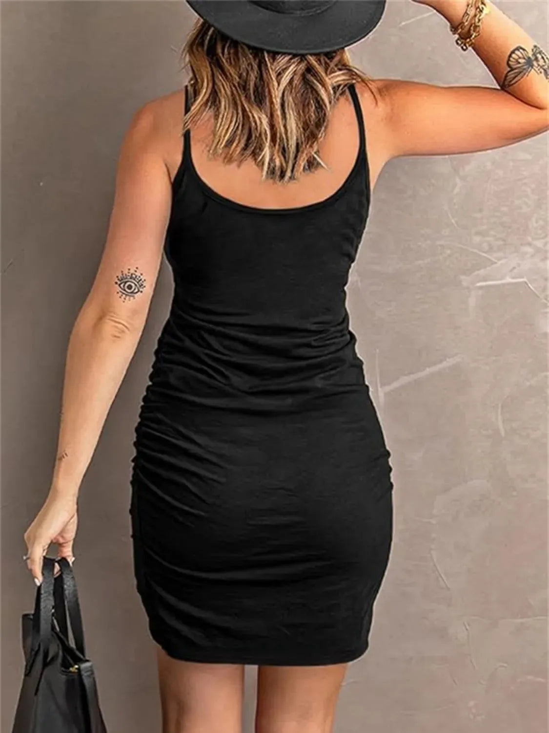 Ruched Scoop Neck Mini Cami Dress Casual Dresses - Tophatter Daily Deals