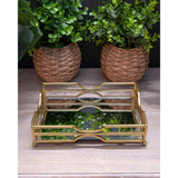 Gold Metal Mirrored Vanity Tray For Perfume And Candles | Glass Mirror Tray 24cm Trinket Tray - Tophatter Daily Deals