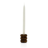 Walnut Ribbed Wooden Candlestick | Rustic Candle Holder for Taper Candles - 7cm Candlestick - Tophatter Daily Deals