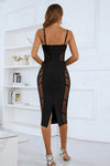 Spaghetti Strap Spliced Mesh Slit Back Dress Cocktail Dresses - Tophatter Daily Deals