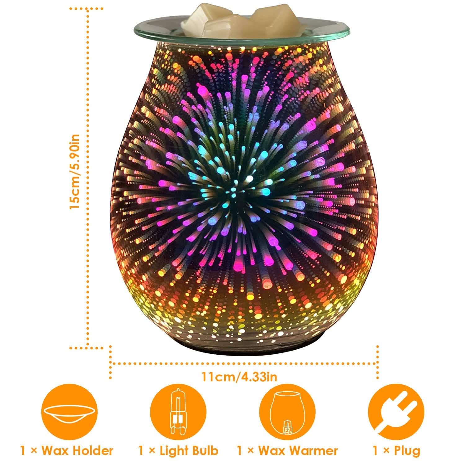 3D Fireworks Glass Wax Warmer Electric Wax Burner Night Lamp Health & Wellness - Tophatter Daily Deals