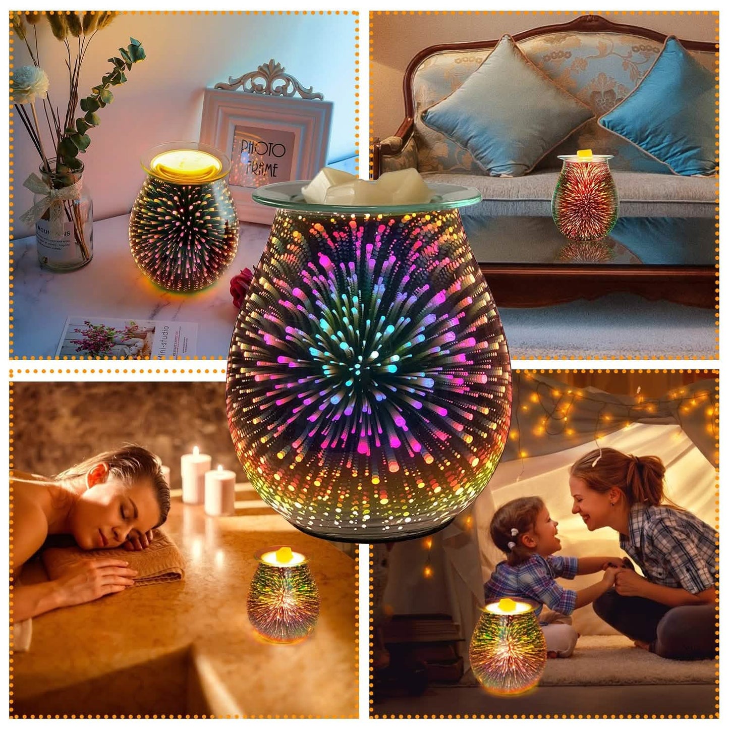 3D Fireworks Glass Wax Warmer Electric Wax Burner Night Lamp Health & Wellness - Tophatter Daily Deals
