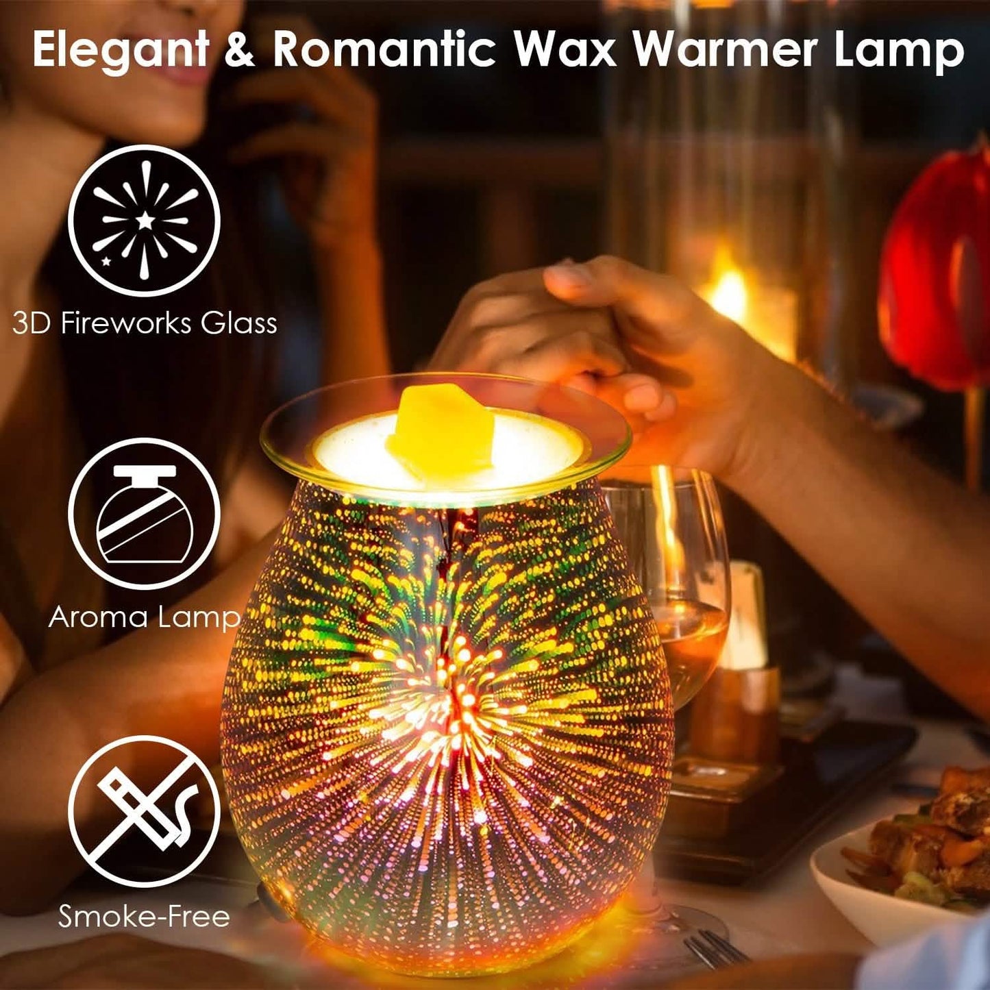 3D Fireworks Glass Wax Warmer Electric Wax Burner Night Lamp Health & Wellness - Tophatter Daily Deals