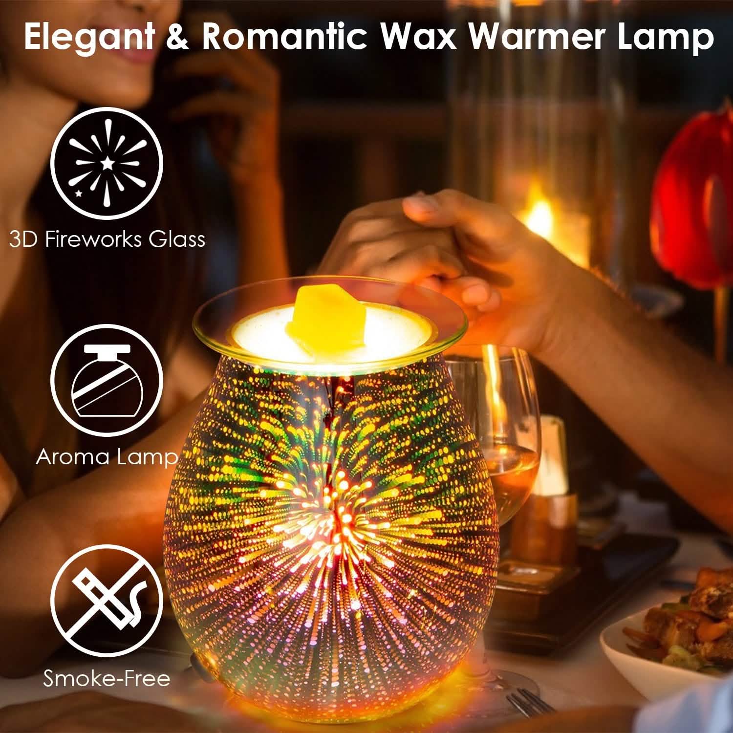 3D Fireworks Glass Wax Warmer Electric Wax Burner Night Lamp Health & Wellness - Tophatter Daily Deals