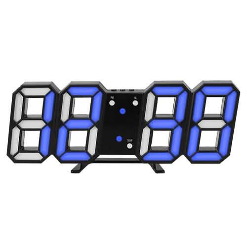 3D LED Digital Wall Clock Black Blue Household Appliances - Tophatter Daily Deals