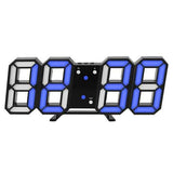 3D LED Digital Wall Clock Black Blue Household Appliances - Tophatter Daily Deals