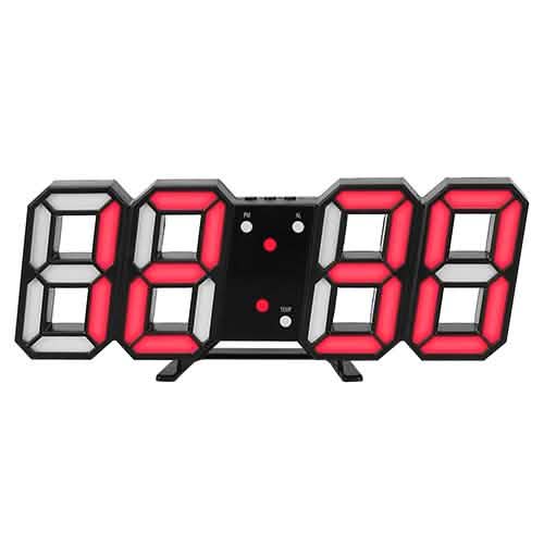 3D LED Digital Wall Clock Black Red Household Appliances - Tophatter Daily Deals