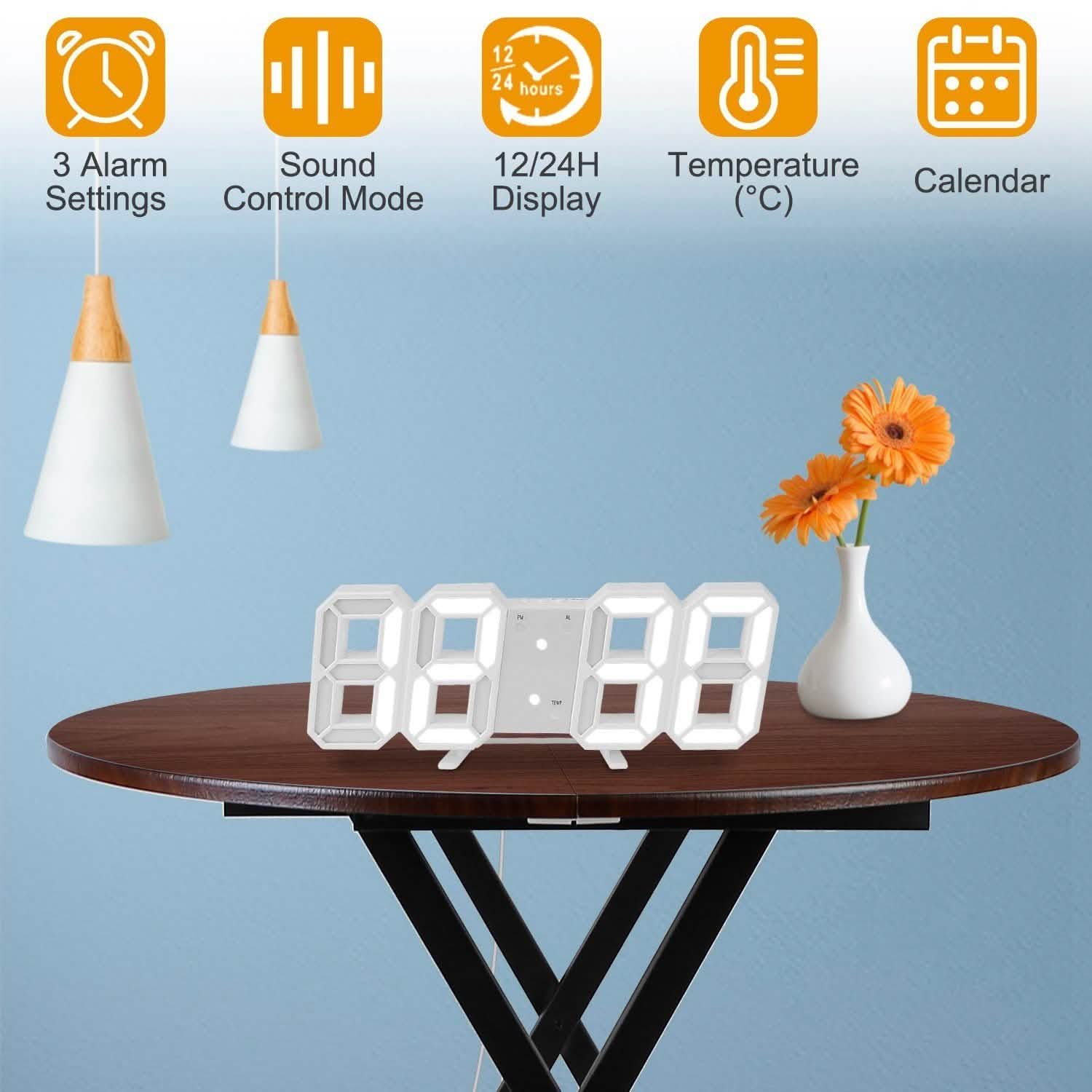 3D LED Digital Wall Clock Household Appliances - Tophatter Daily Deals