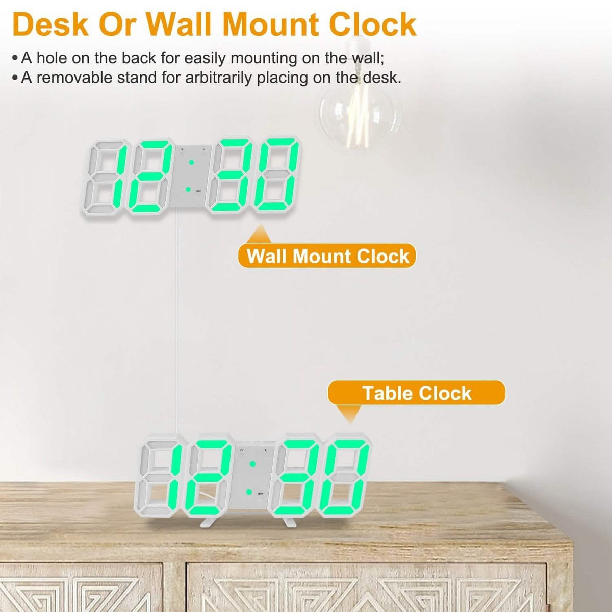 3D LED Digital Wall Clock Household Appliances - Tophatter Daily Deals