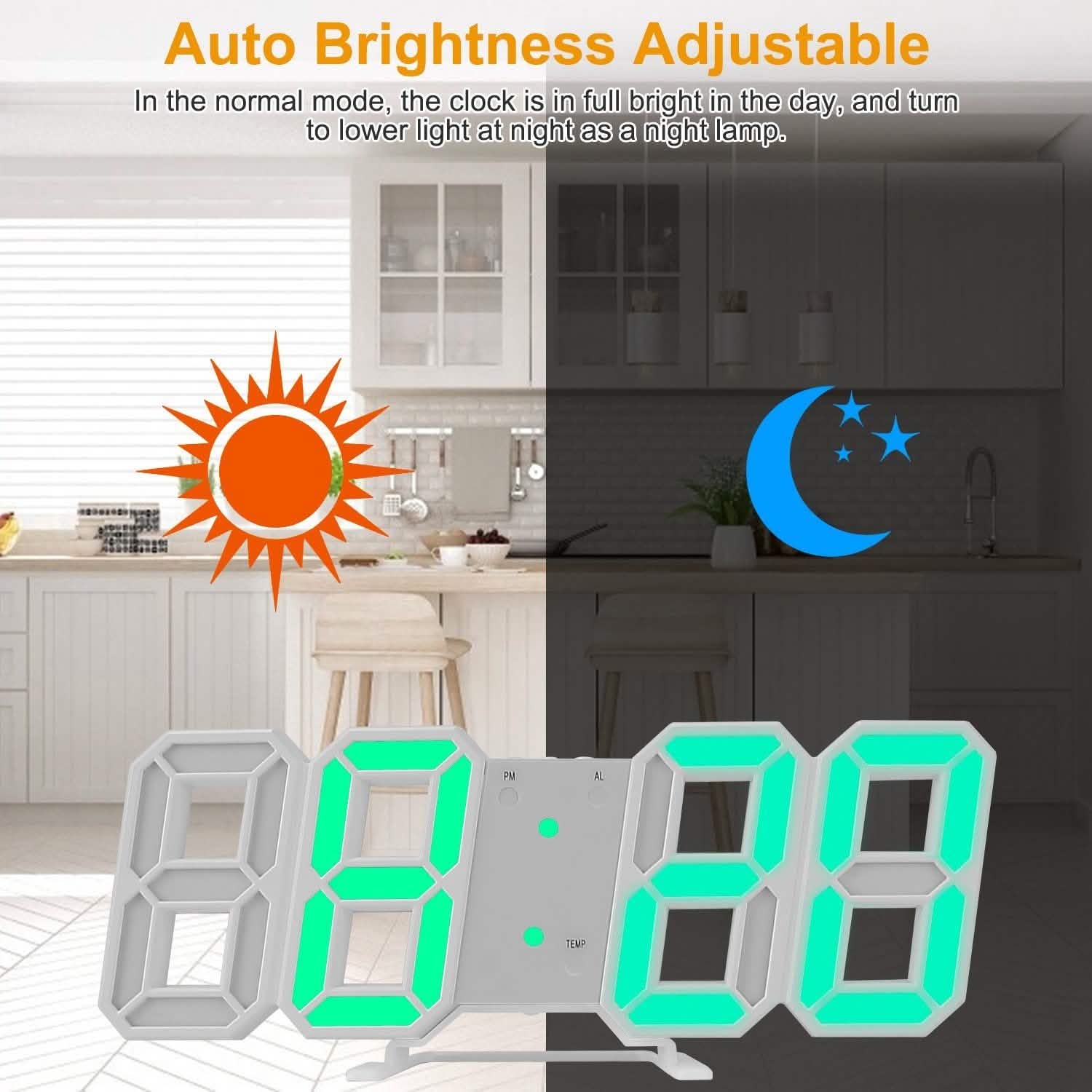 3D LED Digital Wall Clock Household Appliances - Tophatter Daily Deals