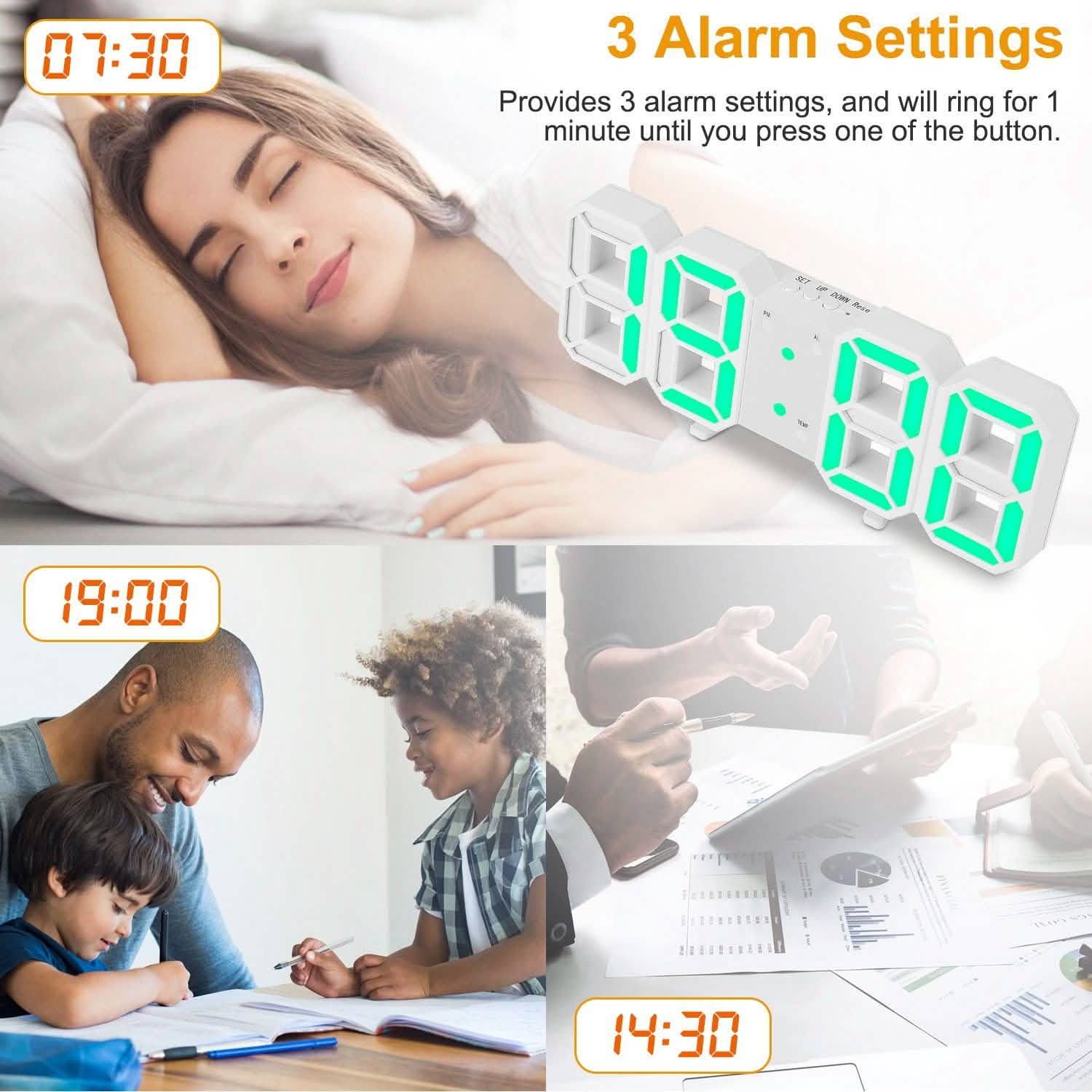 3D LED Digital Wall Clock Household Appliances - Tophatter Daily Deals