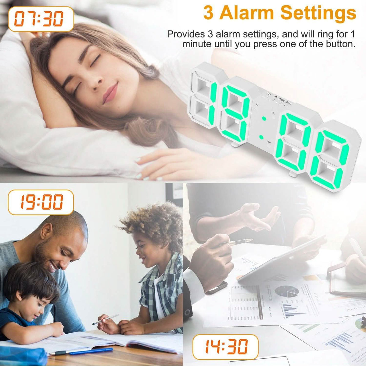 3D LED Digital Wall Clock Household Appliances - Tophatter Daily Deals
