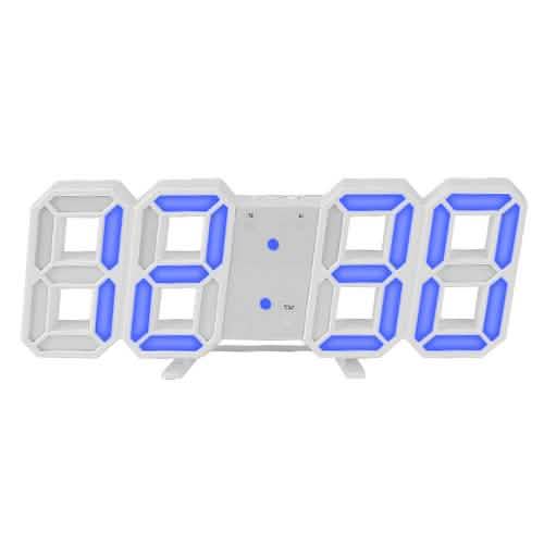 3D LED Digital Wall Clock White Blue Household Appliances - Tophatter Daily Deals