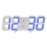 3D LED Digital Wall Clock White Blue Household Appliances - Tophatter Daily Deals