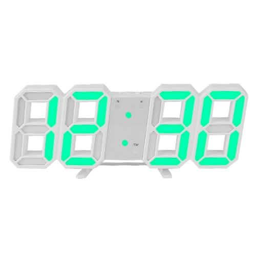 3D LED Digital Wall Clock White Green Household Appliances - Tophatter Daily Deals
