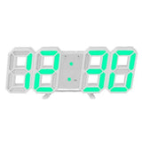 3D LED Digital Wall Clock White Green Household Appliances - Tophatter Daily Deals