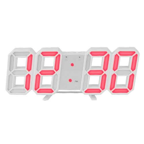 3D LED Digital Wall Clock White Red Household Appliances - Tophatter Daily Deals