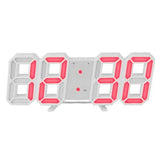 3D LED Digital Wall Clock White Red Household Appliances - Tophatter Daily Deals