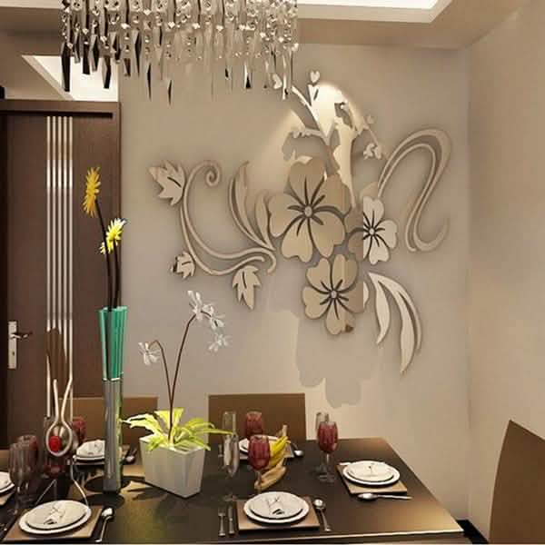 3D Mirror Flower Removable Wall Sticker Furniture & Decor - Tophatter Daily Deals