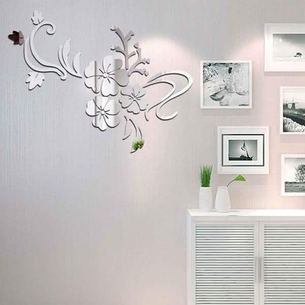 3D Mirror Flower Removable Wall Sticker Furniture & Decor - Tophatter Daily Deals