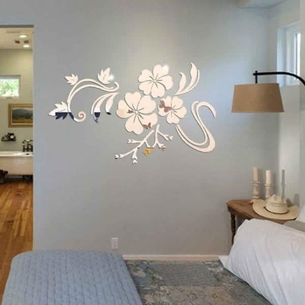 3D Mirror Flower Removable Wall Sticker Furniture & Decor - Tophatter Daily Deals