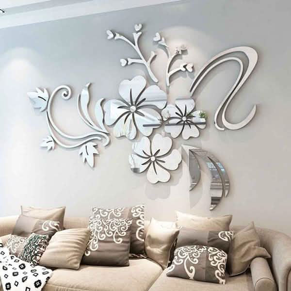 3D Mirror Flower Removable Wall Sticker Furniture & Decor - Tophatter Daily Deals