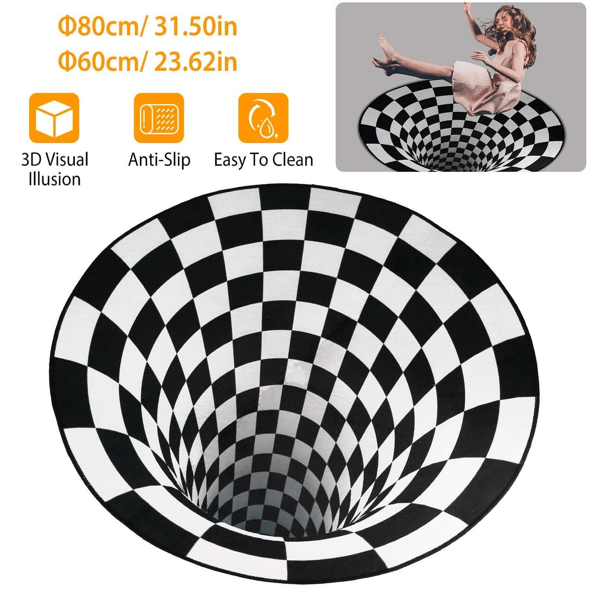 3D Visual Floor Area Anti-Slip Mat Furniture & Decor - Tophatter Daily Deals
