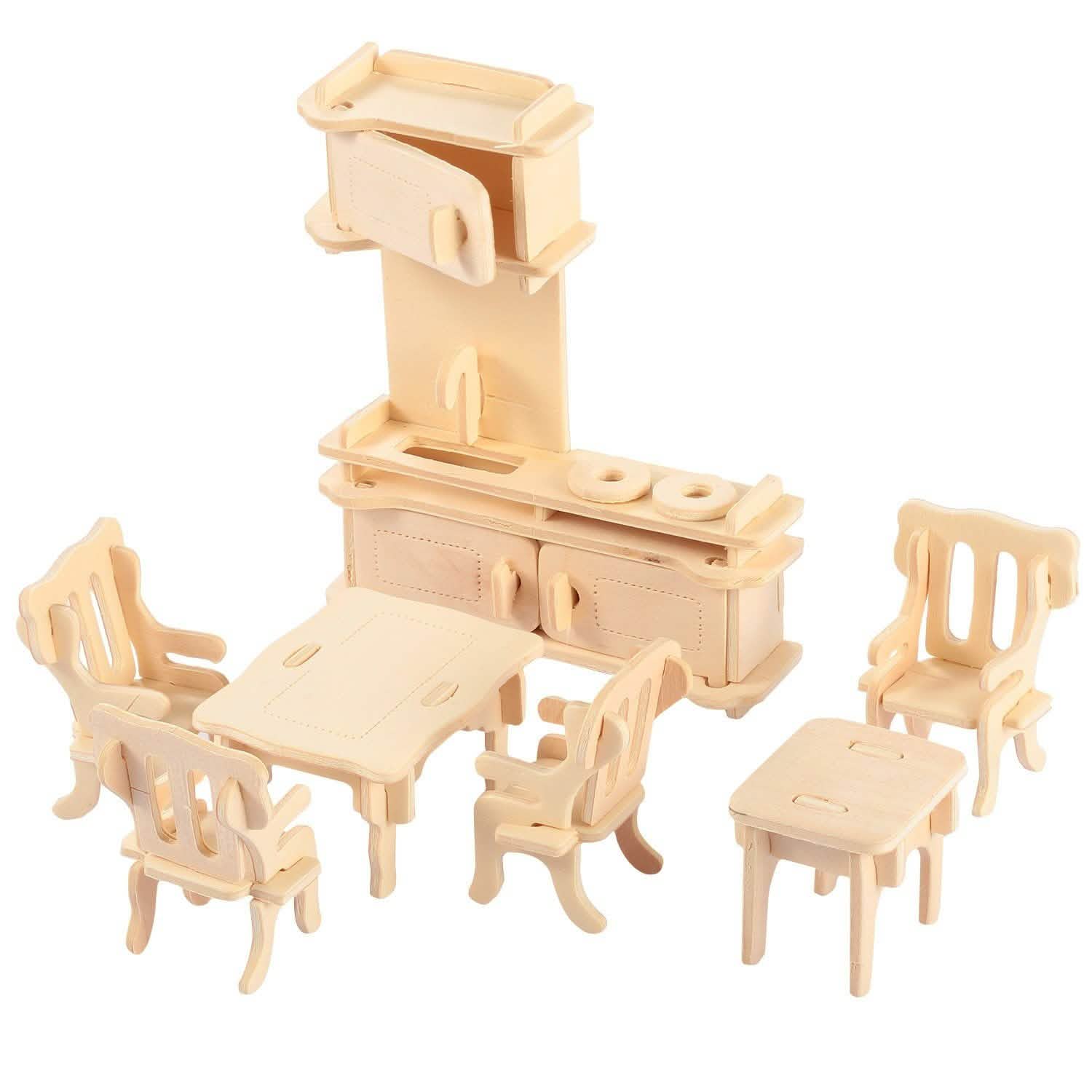 3D Wooden Dollhouse Furniture Puzzles Toys & Games - Tophatter Daily Deals