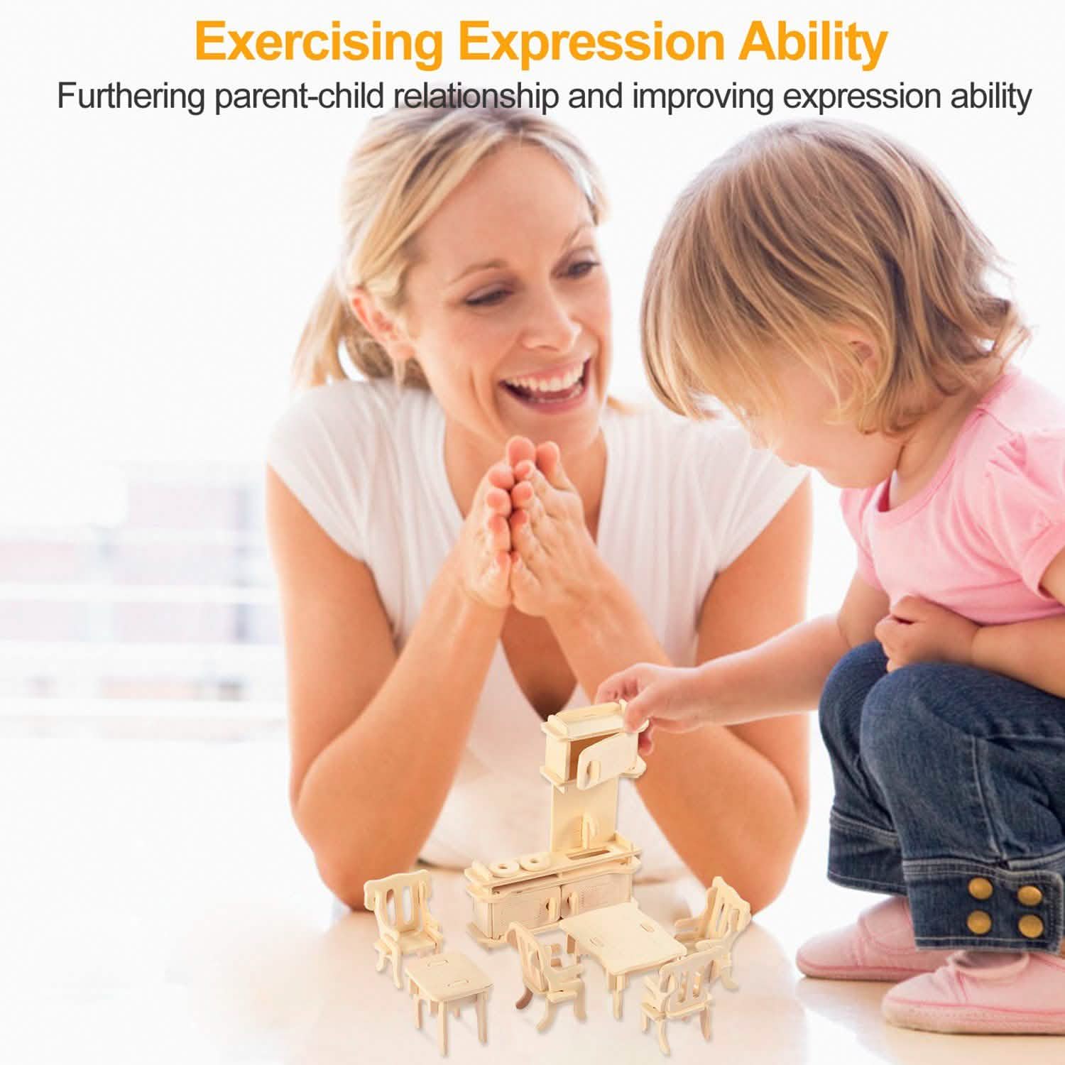 3D Wooden Dollhouse Furniture Puzzles Toys & Games - Tophatter Daily Deals