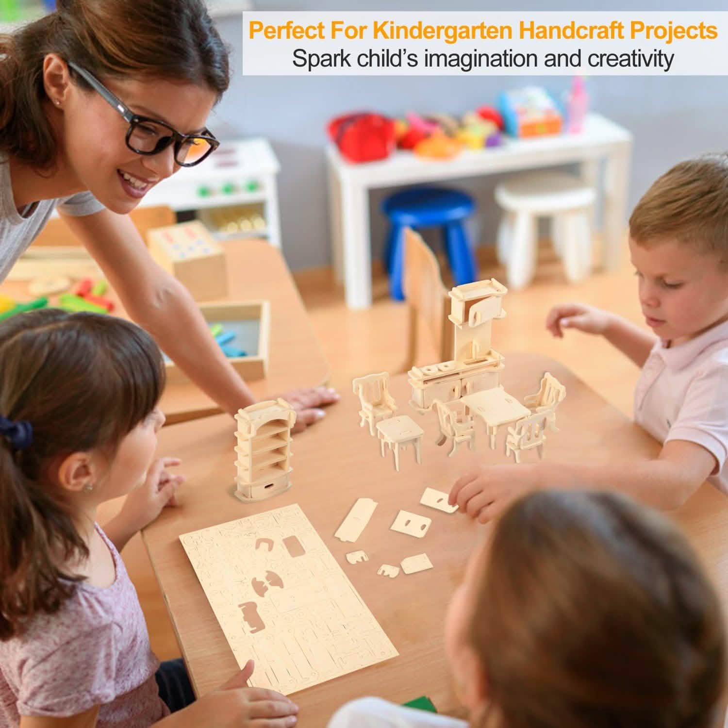 3D Wooden Dollhouse Furniture Puzzles Toys & Games - Tophatter Daily Deals