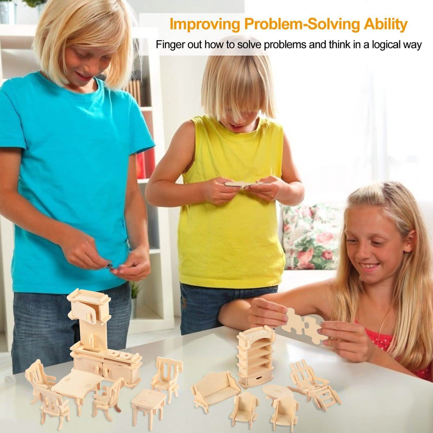 3D Wooden Dollhouse Furniture Puzzles Toys & Games - Tophatter Daily Deals