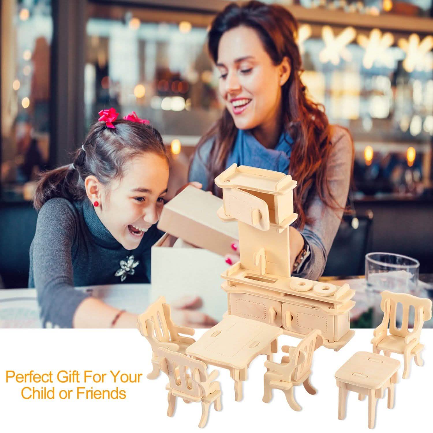 3D Wooden Dollhouse Furniture Puzzles Toys & Games - Tophatter Daily Deals