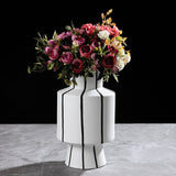 Black And White Striped Ceramic Vase Light Luxury Modern Home 0 - Tophatter Daily Deals