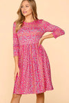 Haptics Round Neck Floral Dress with Pockets Fuchsia Casual Dresses - Tophatter Daily Deals