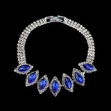 Bridal White Crystal Floral Jewelry Set 600Bracelet Sapphire Blue 0 - Tophatter Daily Deals