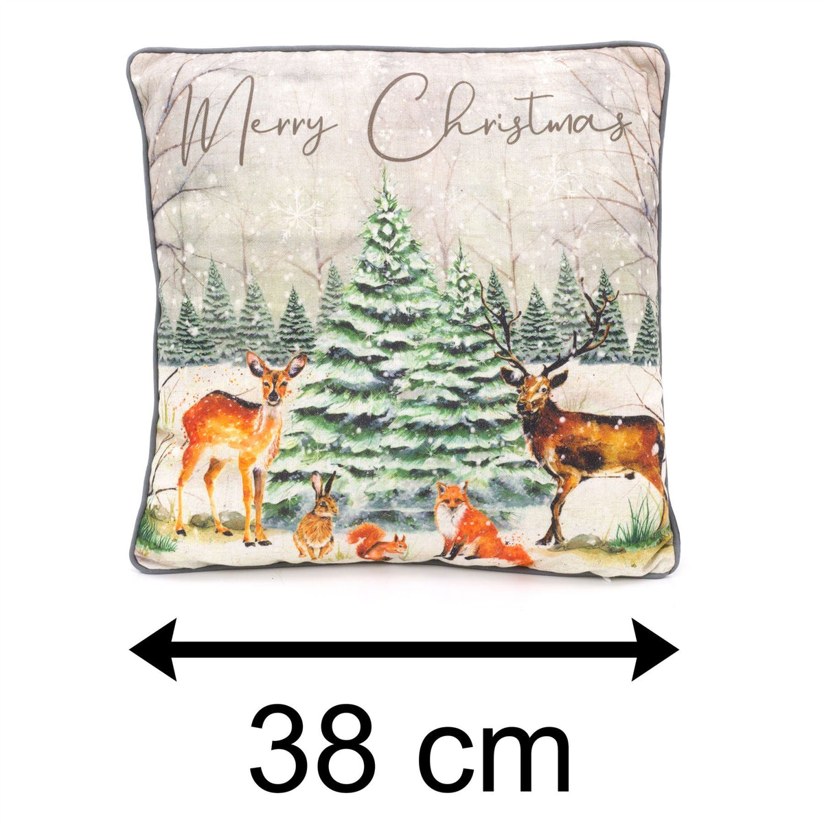 38cm Woodland Animal Christmas Scatter Cushion | Winter Fabric Filled Sofa Cushion | Festive Bed Throw Pillow With Cover Cushion - Tophatter Daily Deals