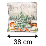 38cm Woodland Animal Christmas Scatter Cushion | Winter Fabric Filled Sofa Cushion | Festive Bed Throw Pillow With Cover Cushion - Tophatter Daily Deals